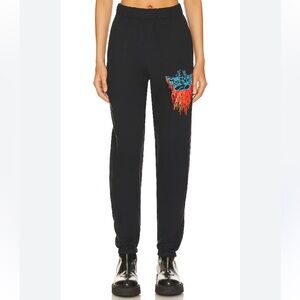 BOYS LIE 'Don't Ask' Black 100% Cotton Joggers Red Flame Blue Angel Graphic Sm‎